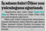 ÜLKER'İN KURUCUSU SABRİ ÜLKER ÖLDÜ