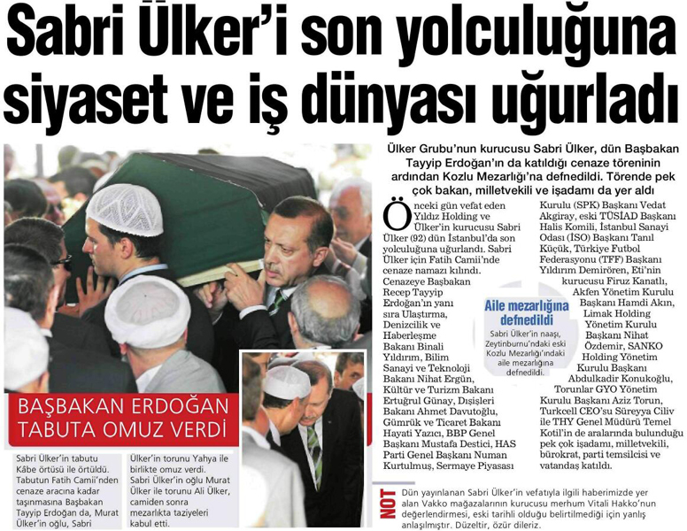 ÜLKER'İN KURUCUSU SABRİ ÜLKER ÖLDÜ