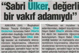 ÜLKER'İN KURUCUSU SABRİ ÜLKER ÖLDÜ