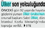 ÜLKER'İN KURUCUSU SABRİ ÜLKER ÖLDÜ